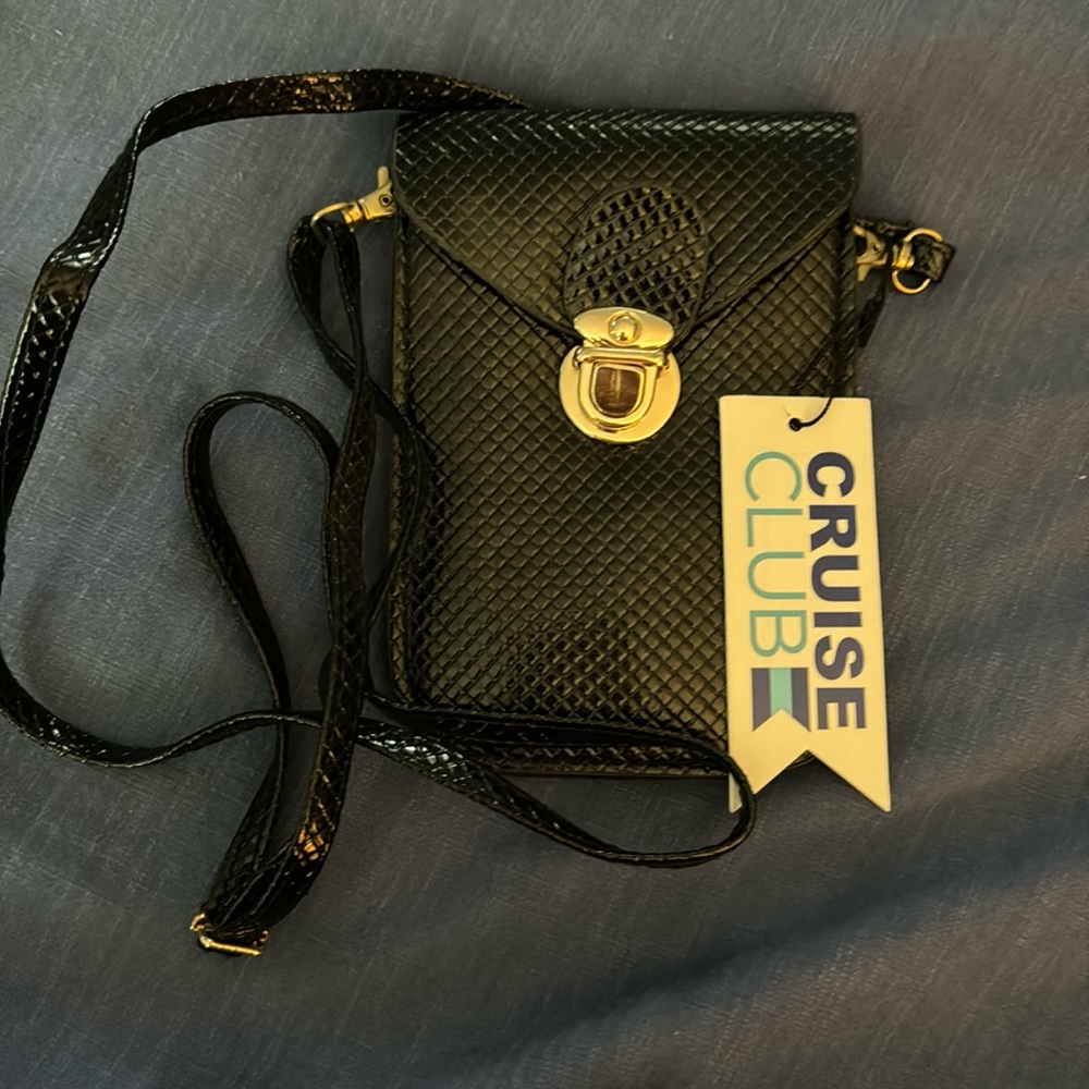 NWT- crossbody black patent cell phone/wallet